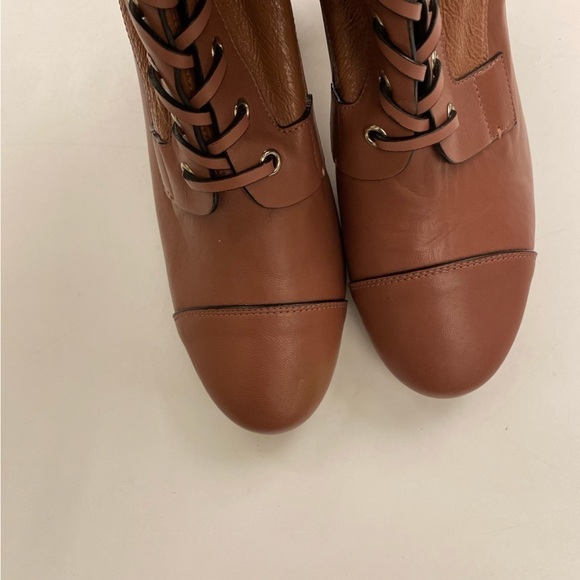 Stuart Weitzman || Veruka Leather Combat Sock Bootie Heeled Mauve Pink 9.5 - Picture 5 of 11